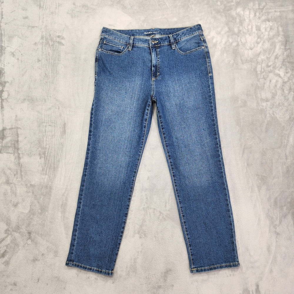 Style&Co. Jeans Womens 16W Blue High Rise Straight Leg Stretch Denim Casual